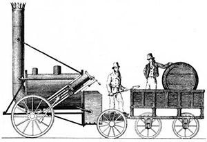 Drawing of Stephenson's Rocket Locomotive