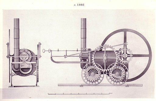 Drawing of the Trevithick Locomotive